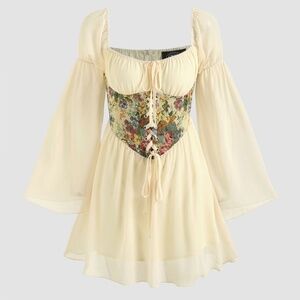 CIDER Floral Lace Up Corset Mini Dress | Size: XS